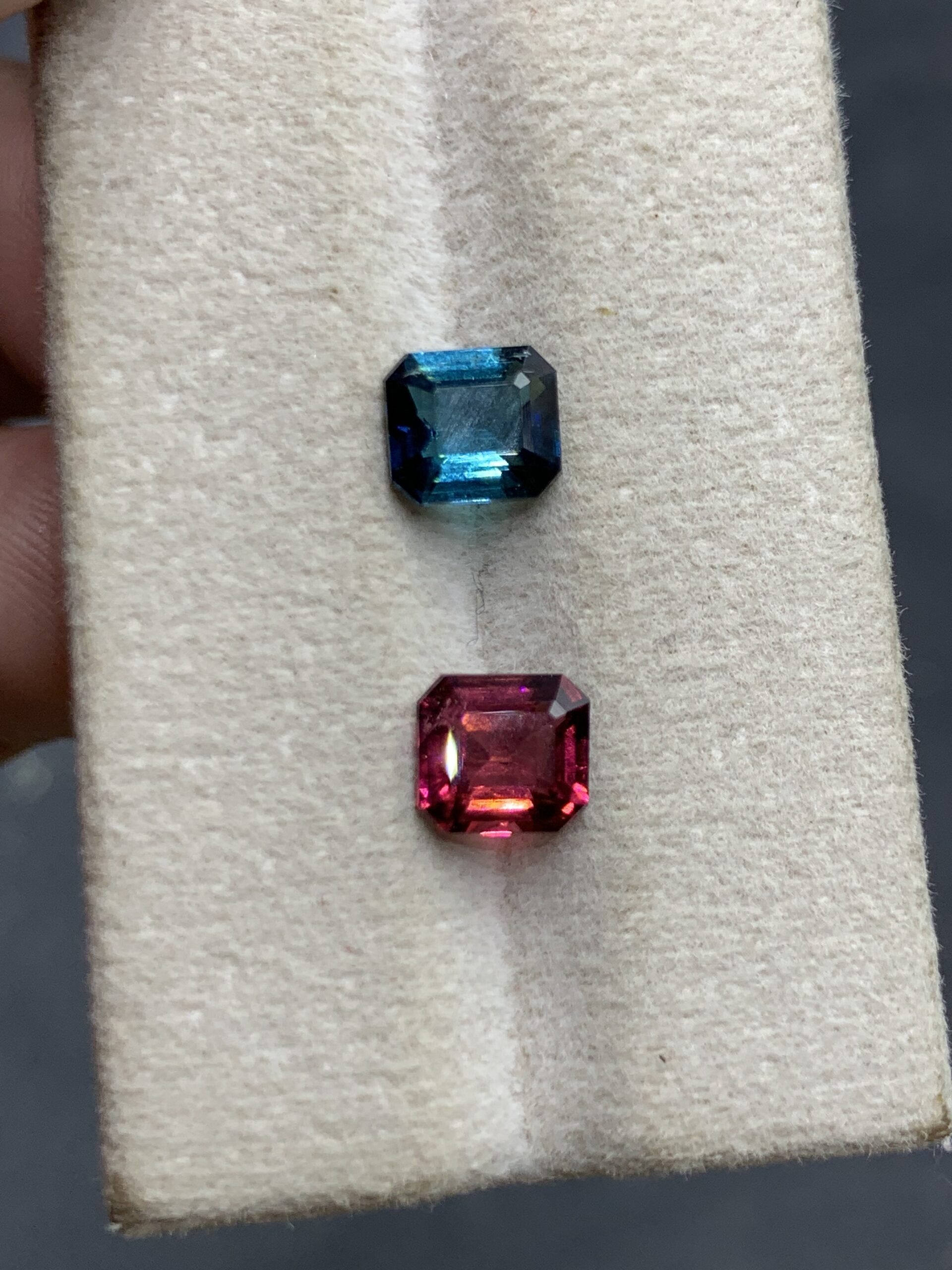 Natural Tourmaline Reverse Pair 2.45 Ct | Teal Blue & Pink Red | Emerald Cut | Afghanistan | Eye Clean - Image 4