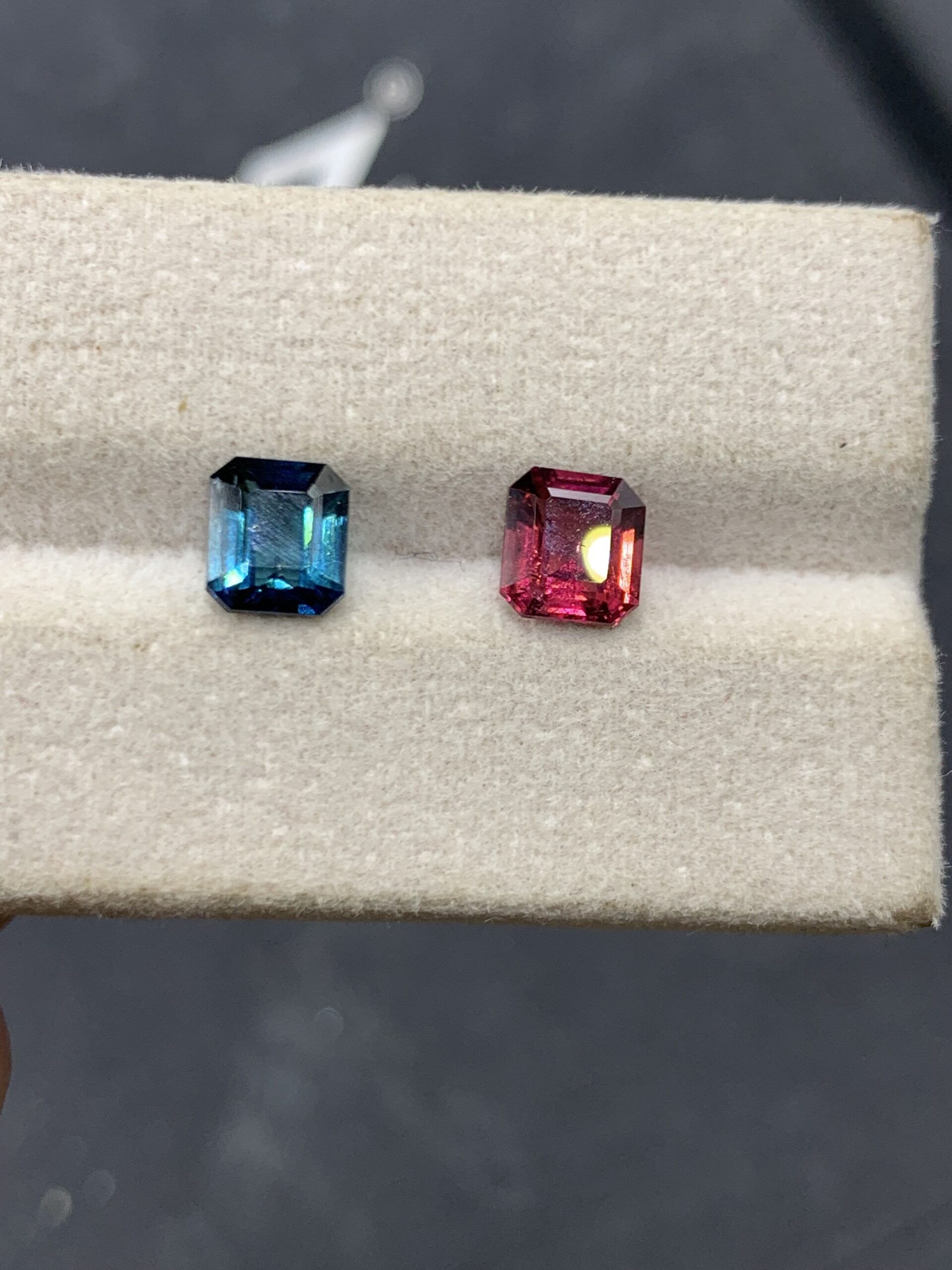Natural Tourmaline Reverse Pair 2.45 Ct | Teal Blue & Pink Red | Emerald Cut | Afghanistan | Eye Clean - Image 2