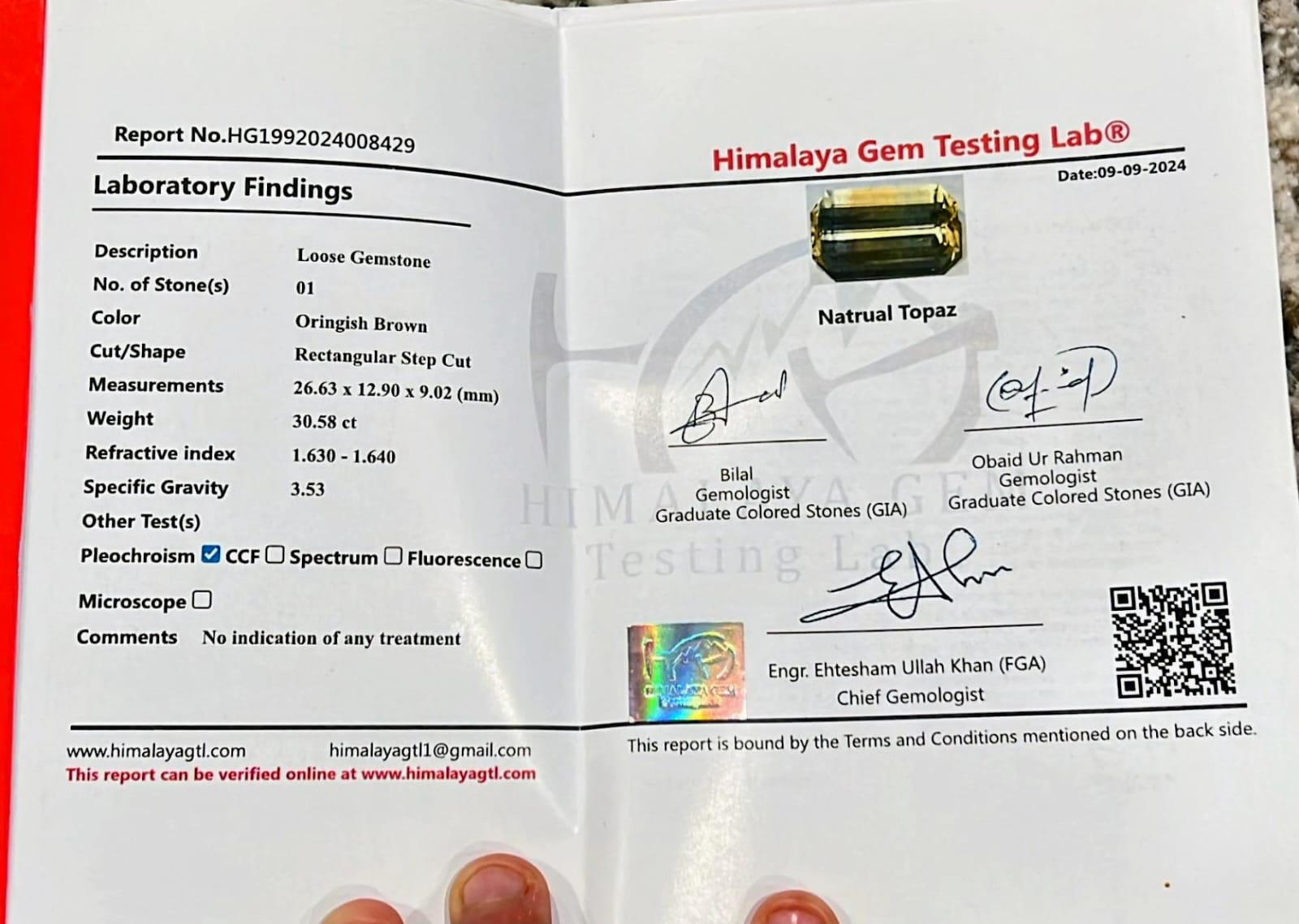 Natural Orange-Brown Katlang Topaz - Image 5