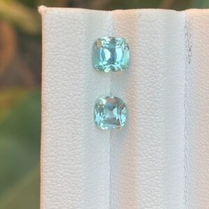 1.75ct Natural Mint Green Tourmaline Cushion Pair 2pc Lot Afghanistan Eye Clean